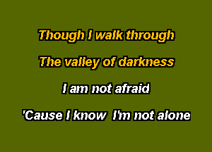 Though I walk through

The vaney of darkness
I am not afraid

'Cause lknow Im not alone