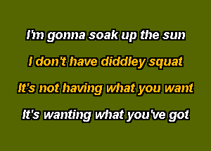 I'm gonna soak up the sun
I don't have diddtey squat
It's not having what you want

It's wanting what you 've got