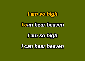 I am so high

I can hear heaven

I am so high

I can hear heaven