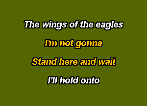 The wings of the eagles

n not gonna
Stand here and wait

1' hold onto