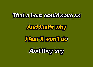 That a hero could save us

And that's why

I fear it won't do

And they say