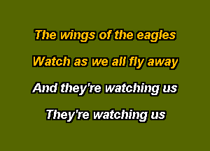 The wings of the eagies

Watch as we all fly away

And they're watching us

They're watching us