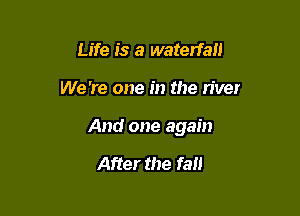 Life is a waterfall

We 're one in the river

And one again

After the fall