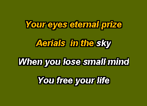 Your eyes etema! pn'ze

Aerials in the sky

When you lose sman mind

You free your life