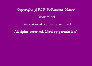Copyright (c) P.IPPfFamoua MuniCJ
Clcar b'Iind
hman'onsl copyright secured

All rights moaned. Used by pcrminion