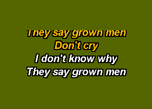 may say grown men
Don't cry

I don't know why
They say grown men
