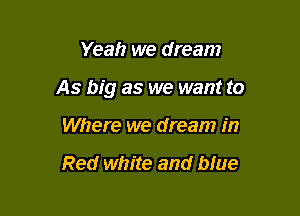 Yeah we dream

As big as we want to

Where we dream in

Red white and blue