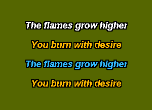 The Hames grow higher

You bum with desire

The flames grow higher

You bum with desire