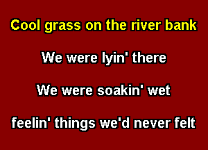 Cool grass on the river bank
We were Iyin' there
We were soakin' wet

feelin' things we'd never felt