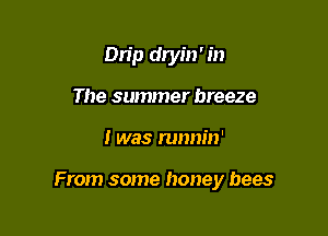 Dn'p dryin' in
The summer breeze

I was runm'n'

From some honey bees