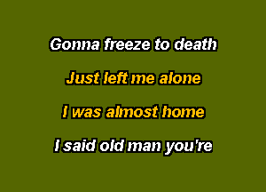 Gonna freeze to death
Just left me alone

I was almost home

I said old man you 're