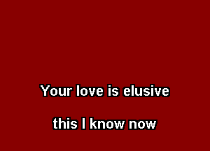 Your love is elusive

this I know now