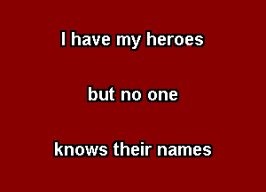 l have my heroes

but no one

knows their names