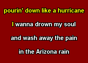 pourin' down like a hurricane
I wanna drown my soul
and wash away the pain

in the Arizona rain