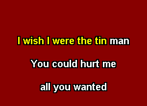 I wish I were the tin man

You could hurt me

all you wanted