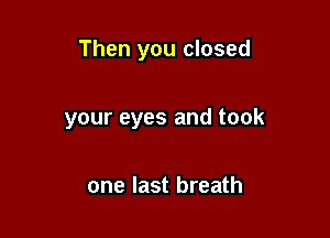 Then you closed

your eyes and took

one last breath