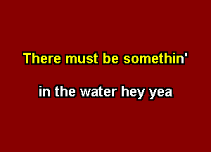 There must be somethin'

in the water hey yea