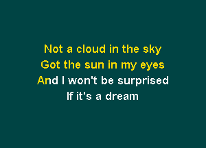 Not a cloud in the sky
Got the sun in my eyes

And I won't be surprised
If it's a dream