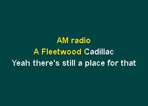 AM radio
A Fleetwood Cadillac

Yeah there's still a place for that