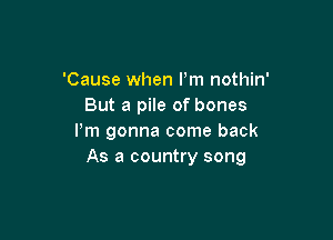 'Cause when Pm nothin'
But a pile of bones

Pm gonna come back
As a country song