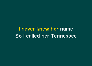 I never knew her name

So I called her Tennessee