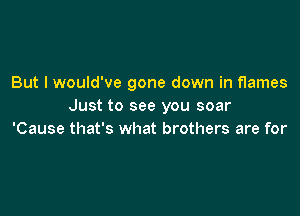 But I would've gone down in flames
Just to see you soar

'Cause that's what brothers are for