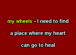 my wheels - I need to find

a place where my heart

can go to heal