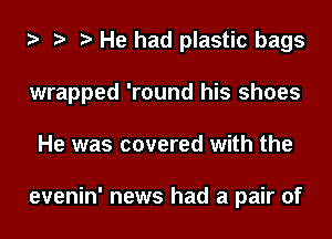 za 2? He had plastic bags

wrapped 'round his shoes

He was covered with the

evenin' news had a pair of