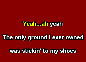 Yeah...ah yeah

The only ground I ever owned

was stickin' to my shoes
