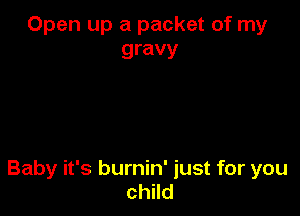 Open up a packet of my
gravy

Baby it's burnin' just for you
child