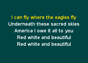 I can fly where the eagles fly
Underneath these sacred skies
America I owe it all to you

Red white and beautiful
Red white and beautiful