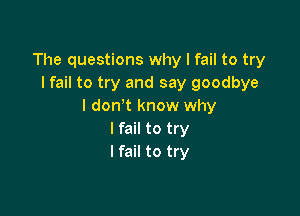 The questions why I fail to try
I fail to try and say goodbye
I don t know why

I fail to try
I fail to try