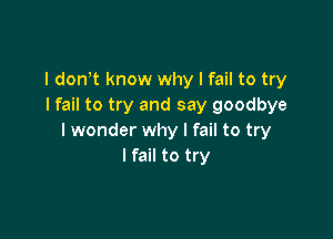 I don't know why I fail to try
I fail to try and say goodbye

I wonder why I fail to try
I fail to try