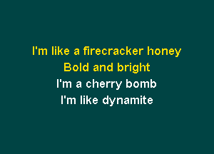 I'm like a firecracker honey
Bold and bright

I'm a cherry bomb
I'm like dynamite