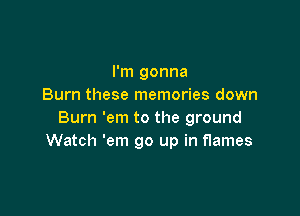 I'm gonna
Burn these memories down

Burn 'em to the ground
Watch 'em go up in flames