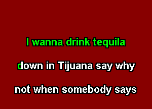 I wanna drink tequila

down in Tijuana say why

not when somebody says