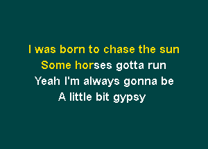 I was born to chase the sun
Some horses gotta run

Yeah I'm always gonna be
A little bit gypsy