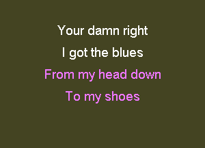 Your damn right

I got the blues
From my head down

To my shoes