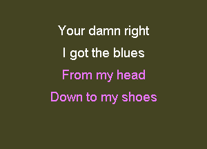 Your damn right

I got the blues
From my head

Down to my shoes