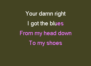 Your damn right

I got the blues
From my head down

To my shoes