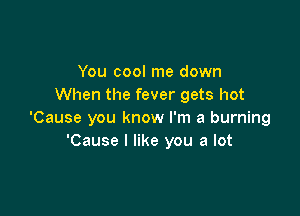 You cool me down
When the fever gets hot

'Cause you know I'm a burning
'Cause I like you a lot