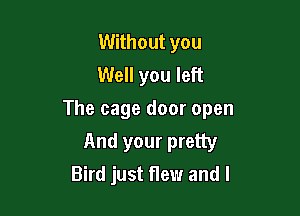Without you
Well you left

The cage door open

And your pretty
Bird just flew and I