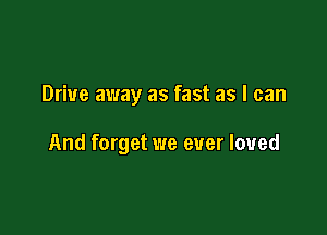 Drive away as fast as I can

And forget we ever loved