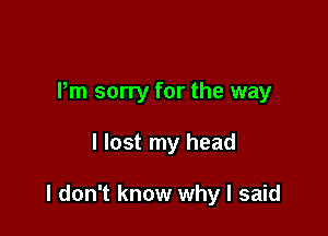 Pm sorry for the way

I lost my head

I don't know why I said