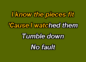 I know the pieces fit

Cause I watched them

Tumble down
No fault