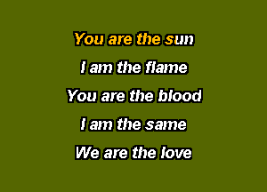 You are the sun

tam the flame

You are the blood

I am the same

We are the love