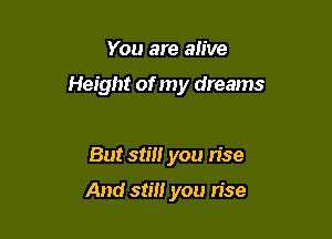 You are alive

Height of my dreams

But still you rise

And stm you n'se