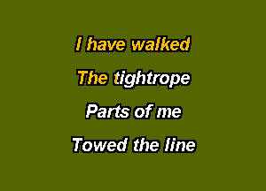 Ihave walked

The tightrope

Parts of me

Towed the line