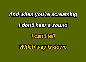 And when you're screaming

I don? hear a sound
I can't tell

Which way is down