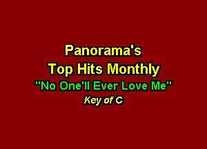 Panorama's
Top Hits Monthly

No One'll Ever Love Me
Key ofC